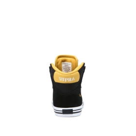 Supra Kids VAIDER Black/Golden/white High Top Shoes | CA-39556